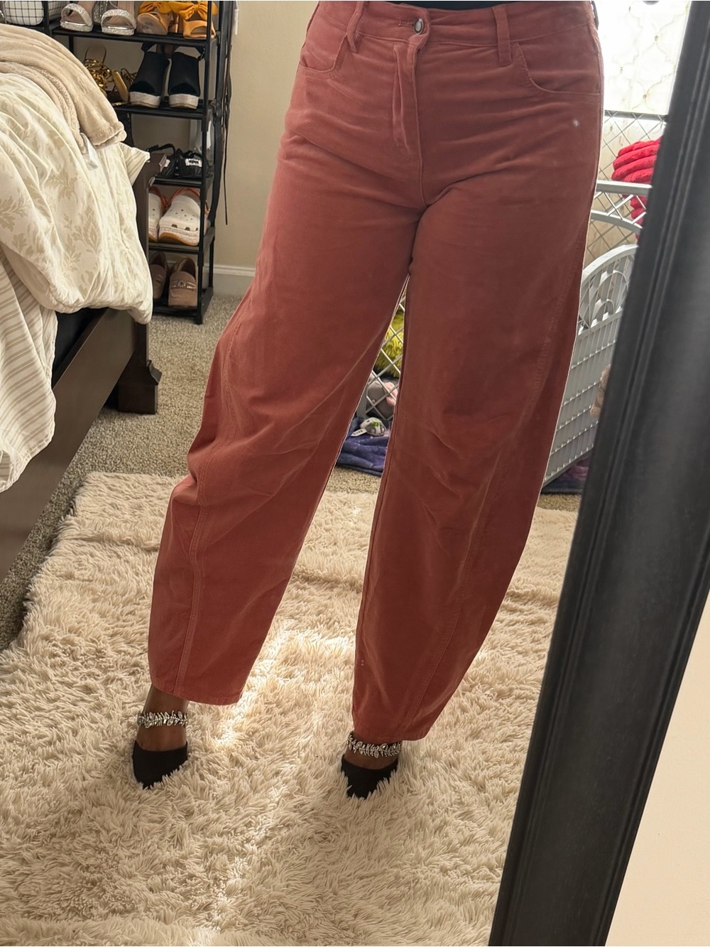 Chelsea & Violet Wide-Leg Corduroy Jeans — Rust S:4-6